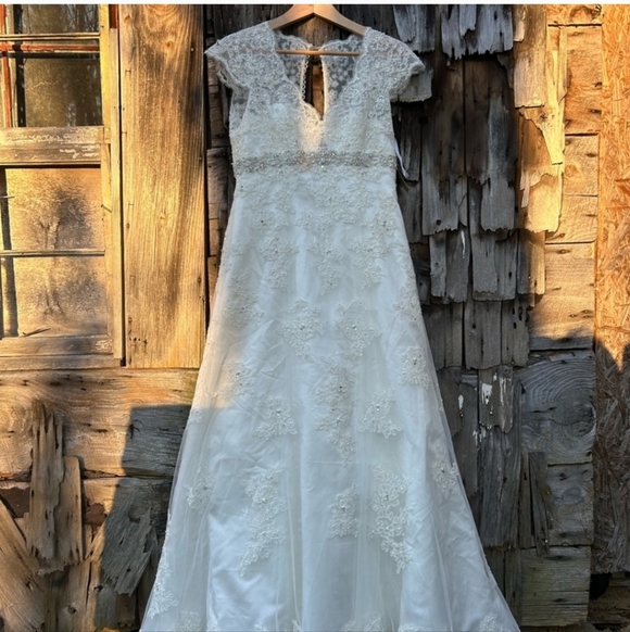 Elegant White Lace Wedding Dress - Picture 8 of 14